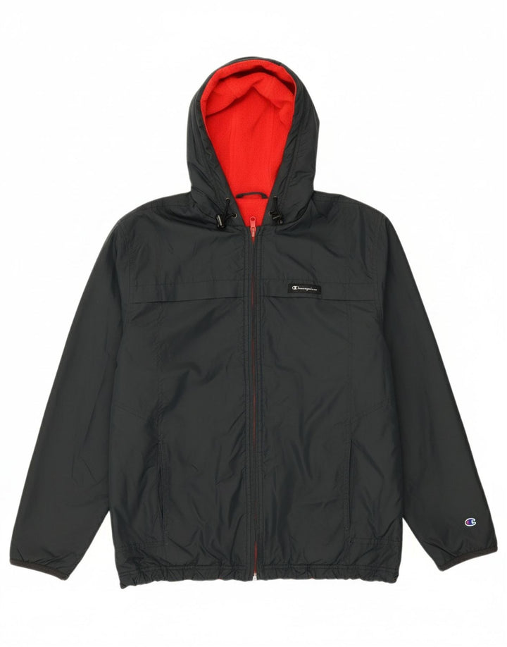 CHAMPION Mens Hooded Reversible Jacket UK 38 Medium Black
