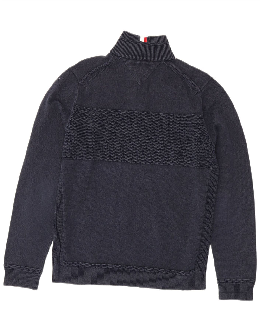 Pulover pentru bărbați Tommy Hilfiger, cu fermoar, cu gât, bumbac mediu albastru bleumarin