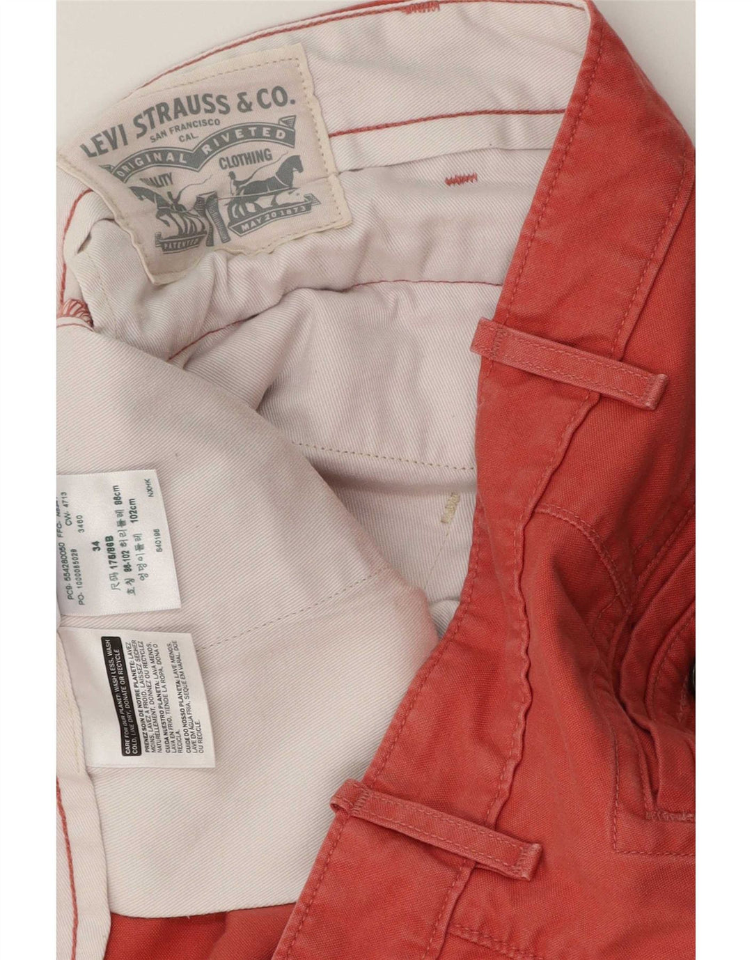 Pantaloni scurți chino pentru bărbați Levi's W34, bumbac roz mare
