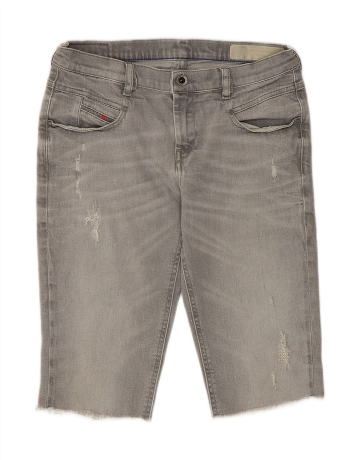Pantaloni scurți din denim învechit pentru femei Diesel Belthy W27, bumbac gri mic