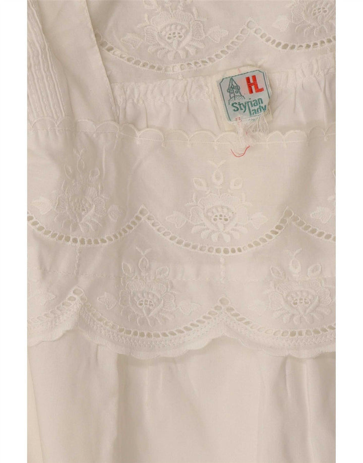 Bluză Vintage pentru femei UK 16 Large White Floral