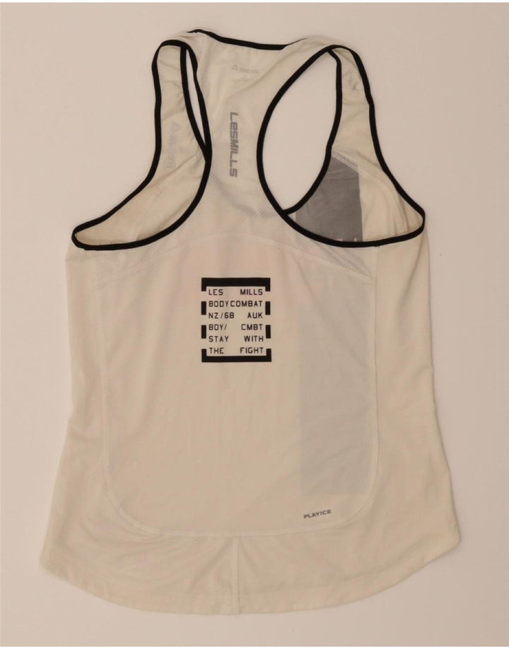 REEBOK Womens Graphic Vest Top UK 14 Large White Colourblock Polyester Vintage Reebok and Second-Hand Reebok from Messina Hembry 