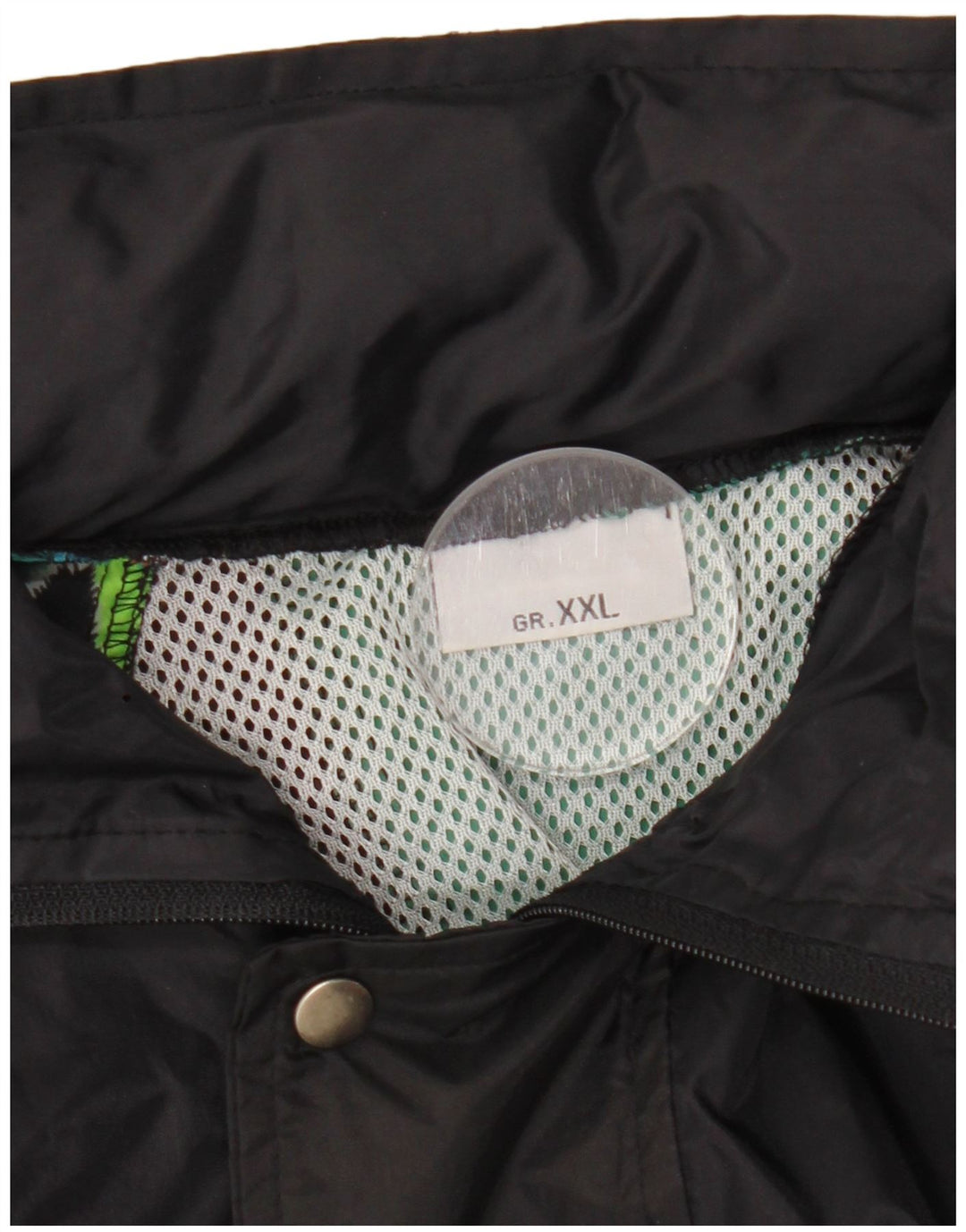 VINTAGE Jachetă de ploaie cu glugă pentru bărbați UK 44 2XL Negru Geometric