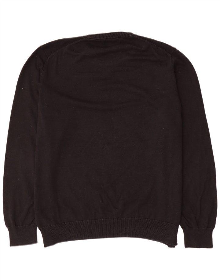 Pulover pentru bărbați Marks & Spencer cu gât crew, bumbac negru 3XL