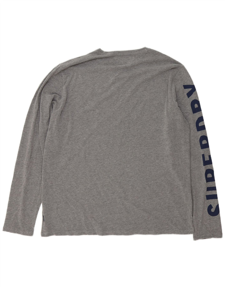 Top grafic pentru bărbați Superdry cu mânecă lungă 3XL, bumbac gri