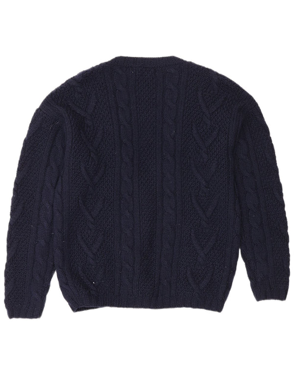 Pulover cardigan supradimensionat pentru femei L.L.Bean UK 10 mic din lână bleumarin
