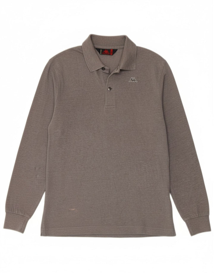 KAPPA Mens Long Sleeve Polo Shirt Small Grey Cotton Vintage Kappa and Second-Hand Kappa from Messina Hembry 