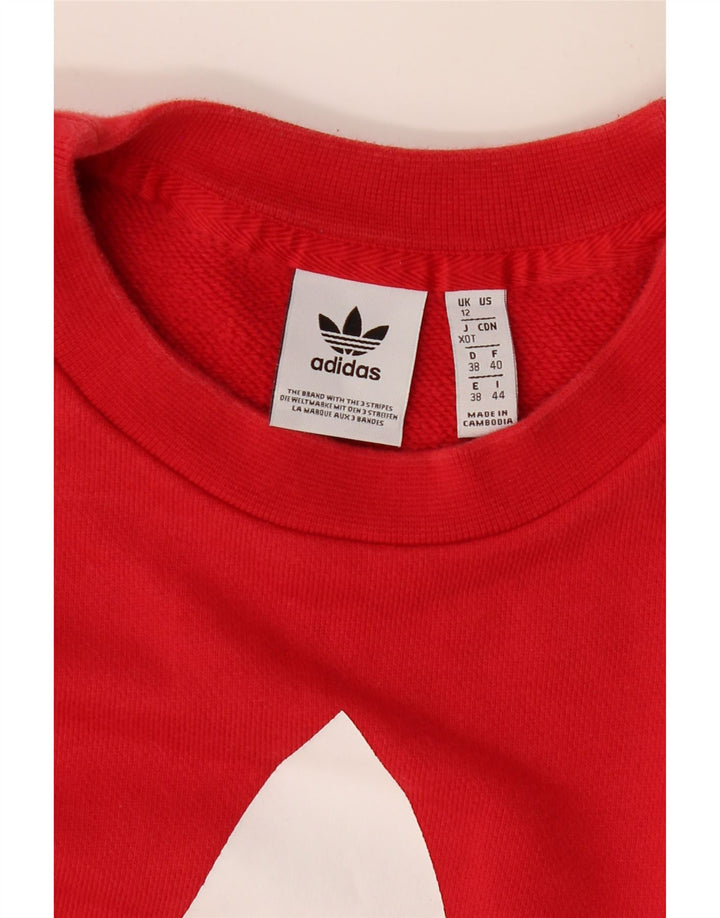 ADIDAS Pulover cu grafic pentru femei UK 12 Bumbac roșu mediu