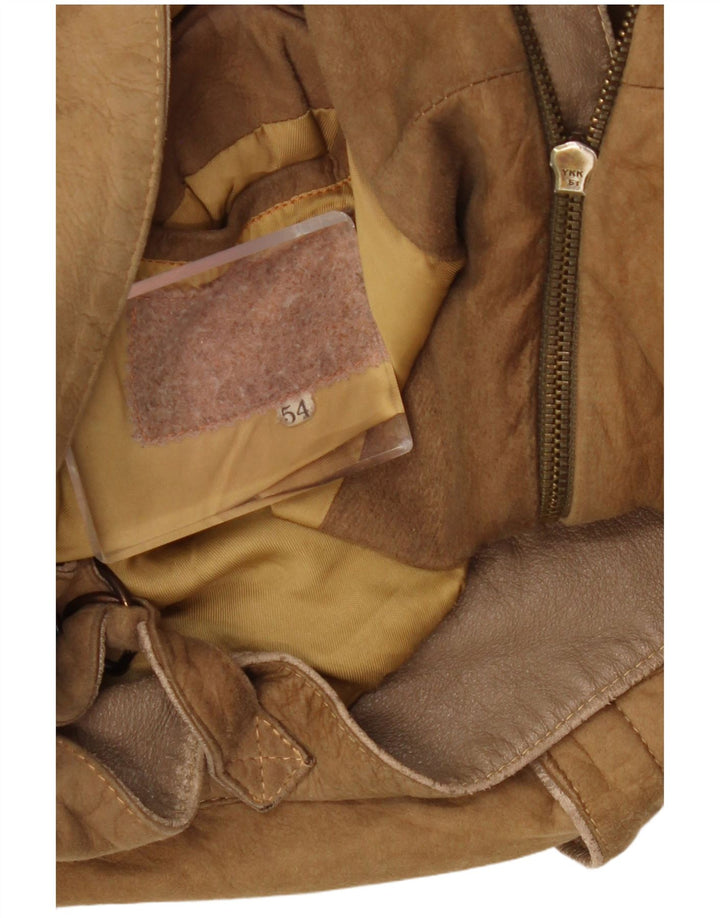 Jachetă de piele vintage pentru bărbați UK 40 Large Beige