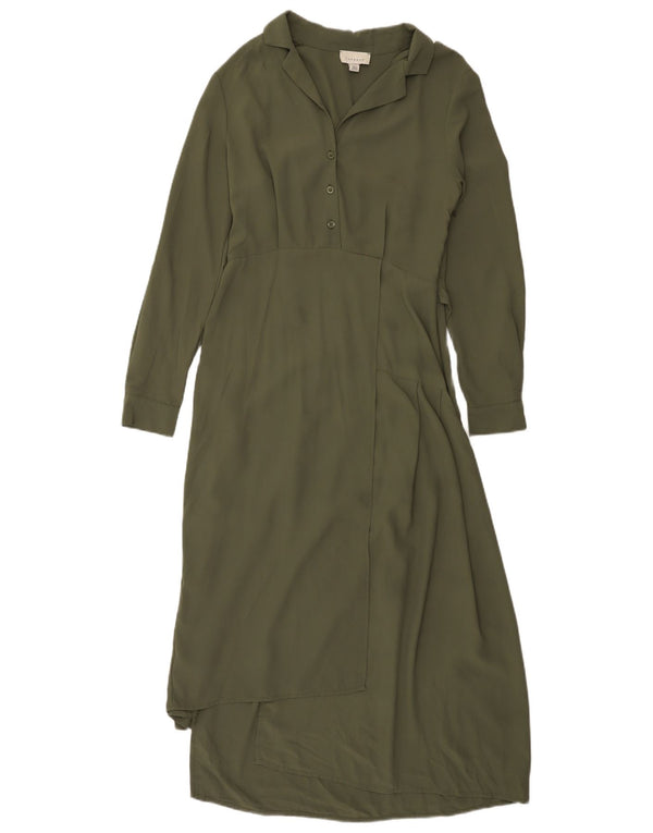 Rochie maxi asimetrică cu mânecă lungă pentru femei Topshop UK 10 mic kaki