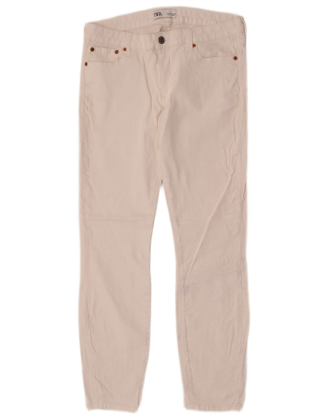 Pantaloni casual slim pentru femei Zara EU 40 Mediu L30 L27 Alb