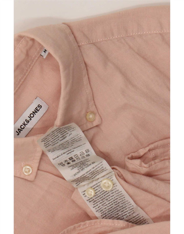Cămașă Jack & Jones pentru bărbați cu mânecă scurtă din bumbac roz mediu