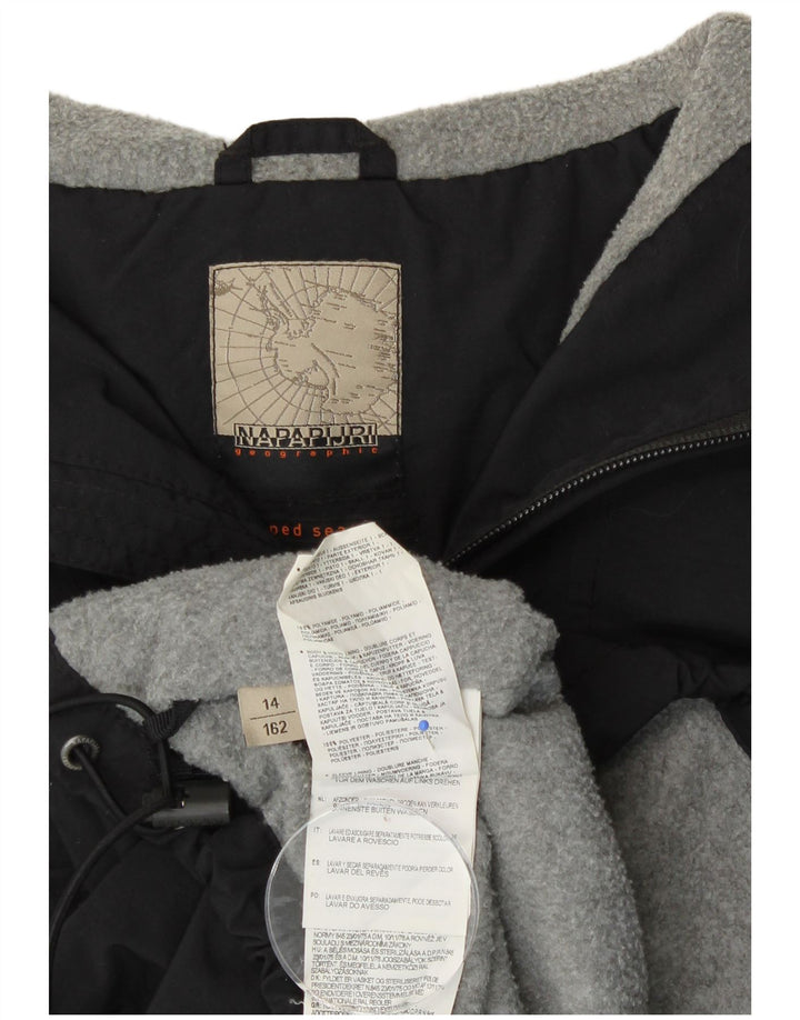 Jachetă Anorak cu glugă Napapijri pentru băieți 13-14 ani, poliester negru