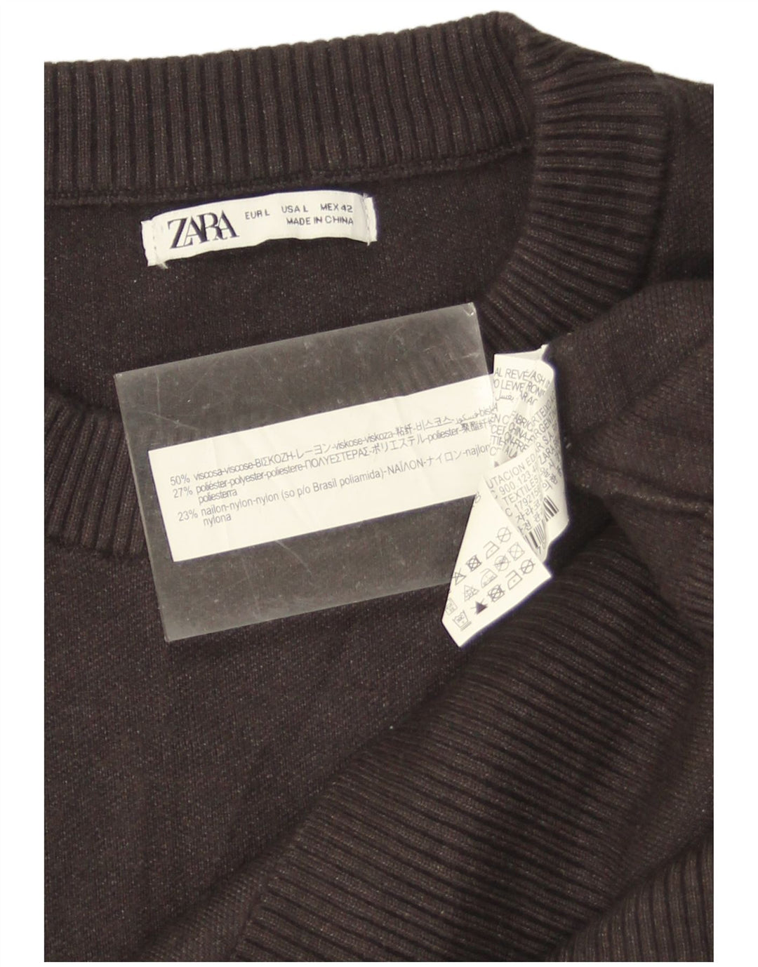 Pulover pentru bărbați Zara, cu decolteu, mare, gri, viscoză