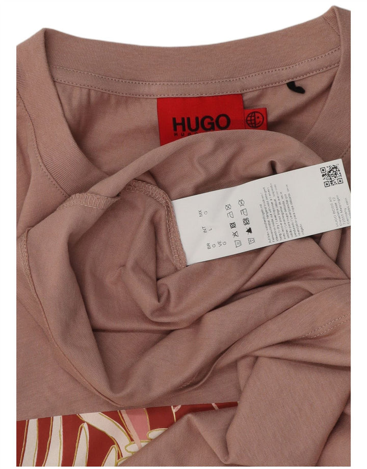 Tricou grafic pentru bărbați HUGO BOSS Top mare bumbac roz