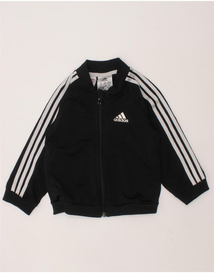 ADIDAS Baby Boys Graphic Tracksuit Top Jacket 9-12 Months Black Polyester Vintage Adidas and Second-Hand Adidas from Messina Hembry 