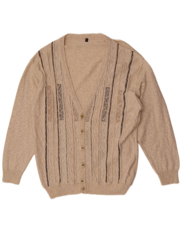 Pulover Vintage pentru bărbați cardigan IT 54 XL bumbac cu dungi bej
