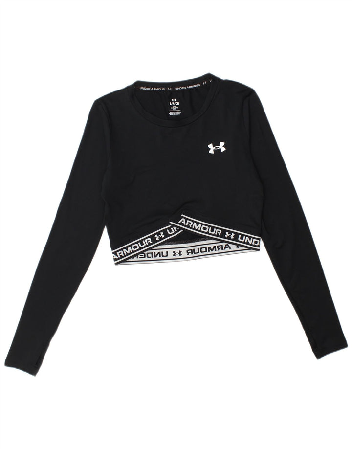 Under Armour Crop Graphic Top pentru femei cu mânecă lungă UK 10 Small Black