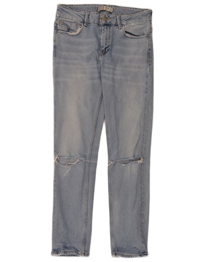 Blugi slim pentru femei Distressed Zara EU 38 Mici L28 L28 Albastru
