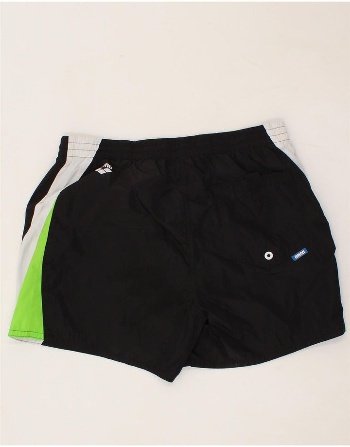 ARENA Mens Graphic Sport Shorts XL Black Colourblock Polyester Vintage Arena and Second-Hand Arena from Messina Hembry 