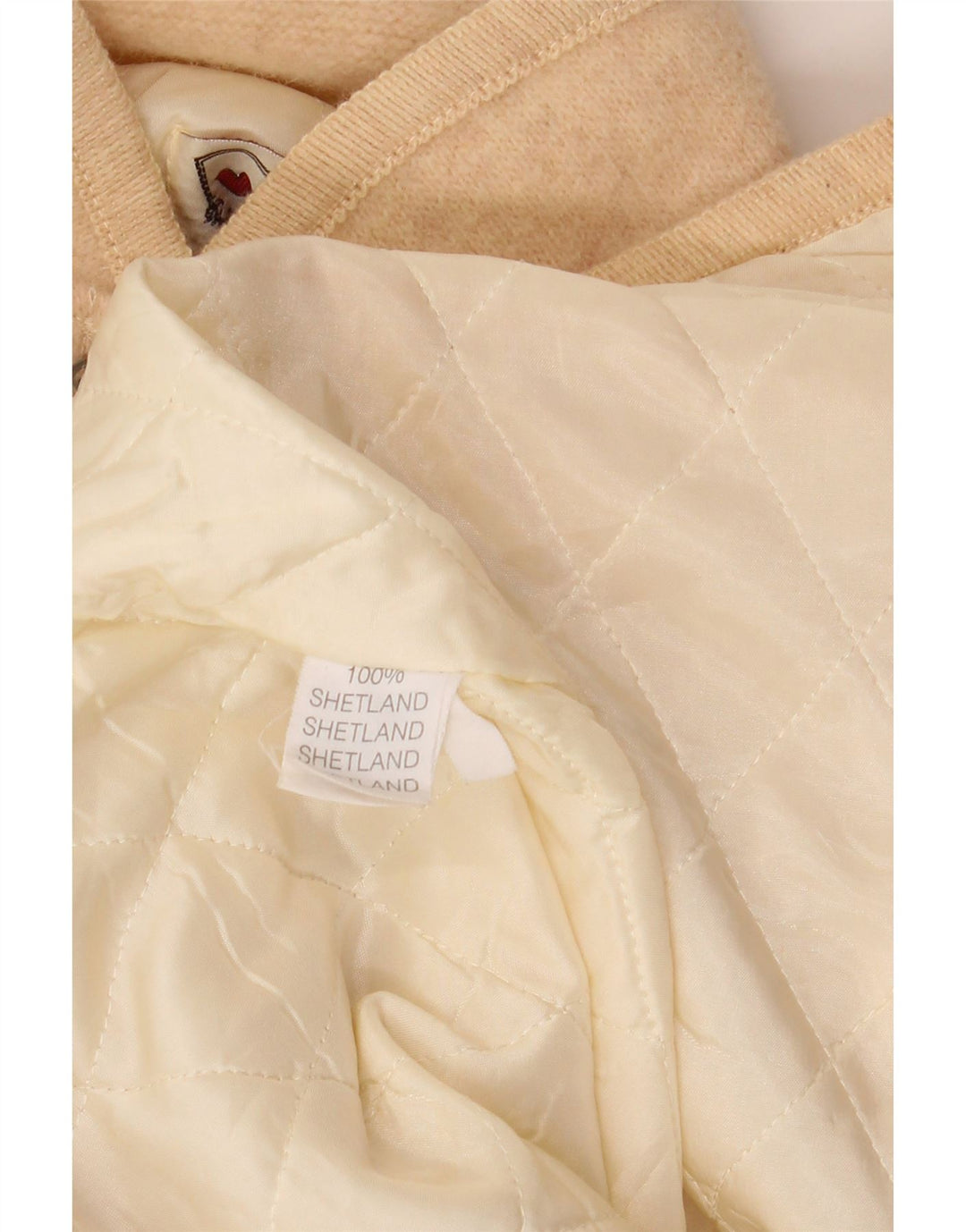 Jachetă pentru femei VINTAGE cu 5 nasturi cu grafică pentru femei, UK 14, mare, bej