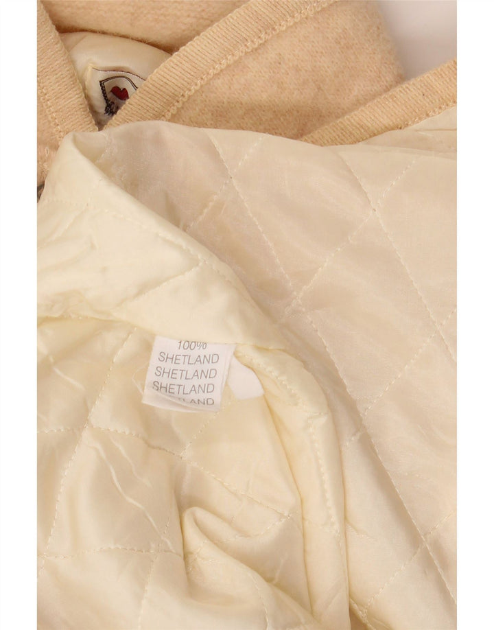 Jachetă pentru femei VINTAGE cu 5 nasturi cu grafică pentru femei, UK 14, mare, bej