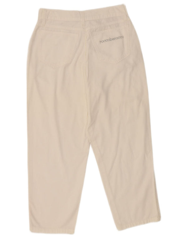 Roccobarocco Pantaloni Capri cu talie înaltă pentru femei IT 44 Medium W26 L22 Alb