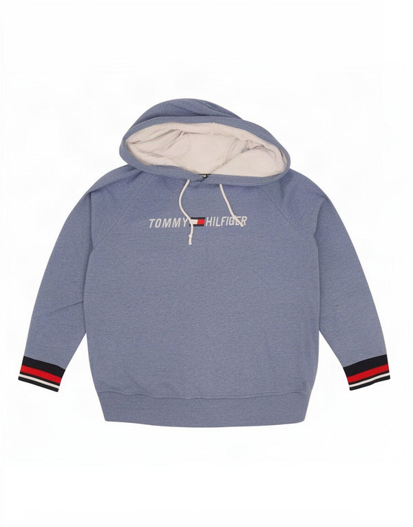 Pulover cu capota cu grafic Tommy Hilfiger pentru femei UK 16, mare, albastru, color block