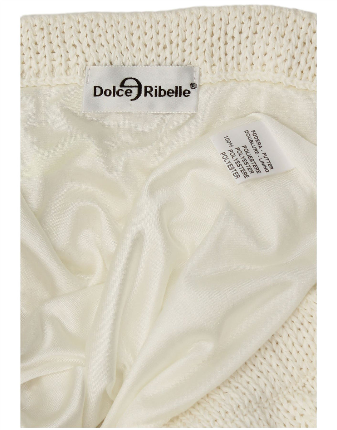 Fusta asimetrică tricotată pentru femei VINTAGE W34 Poliester alb mare