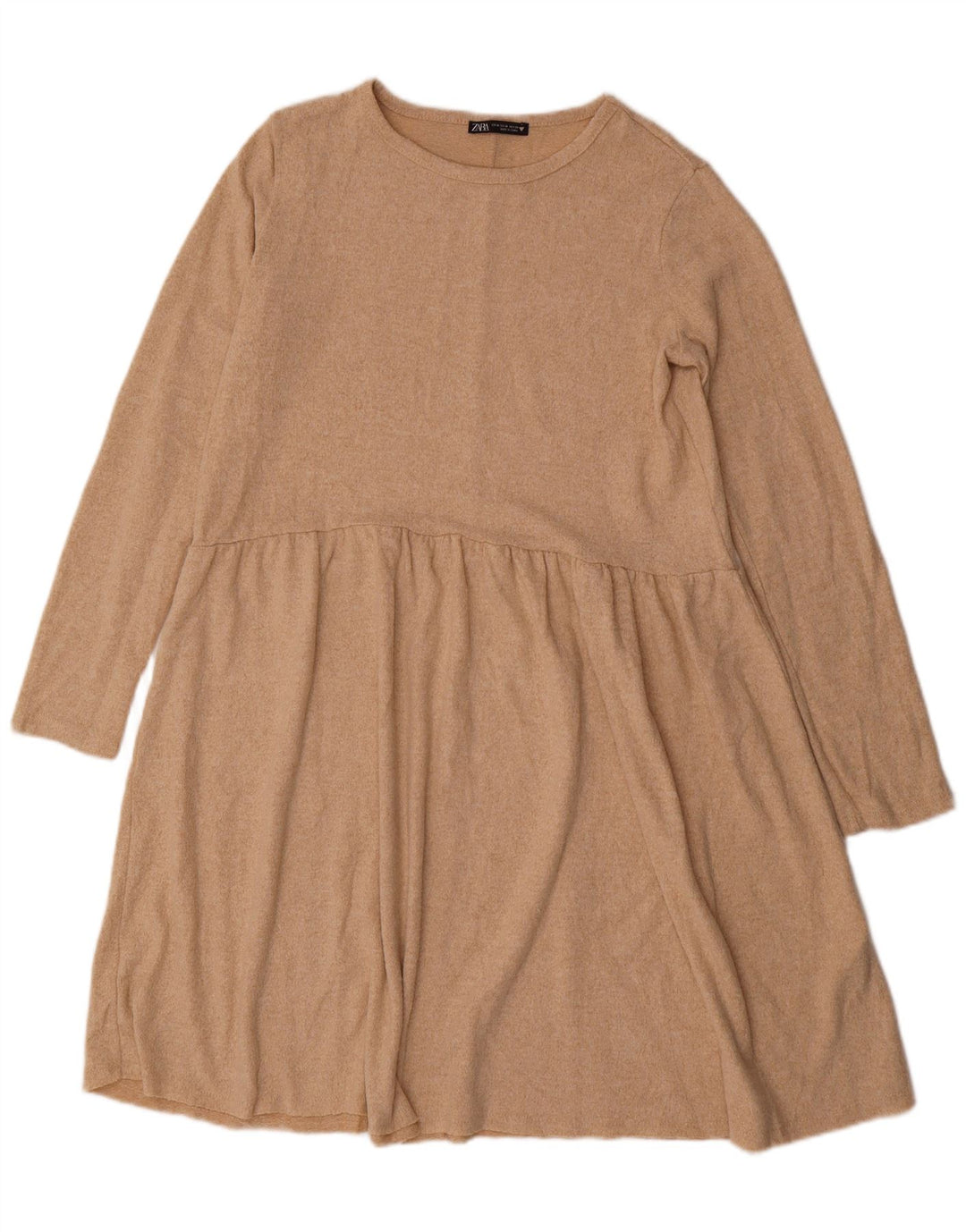 Rochie pulover cu mânecă lungă pentru femei Zara UK 14 Medium Bej Poliester