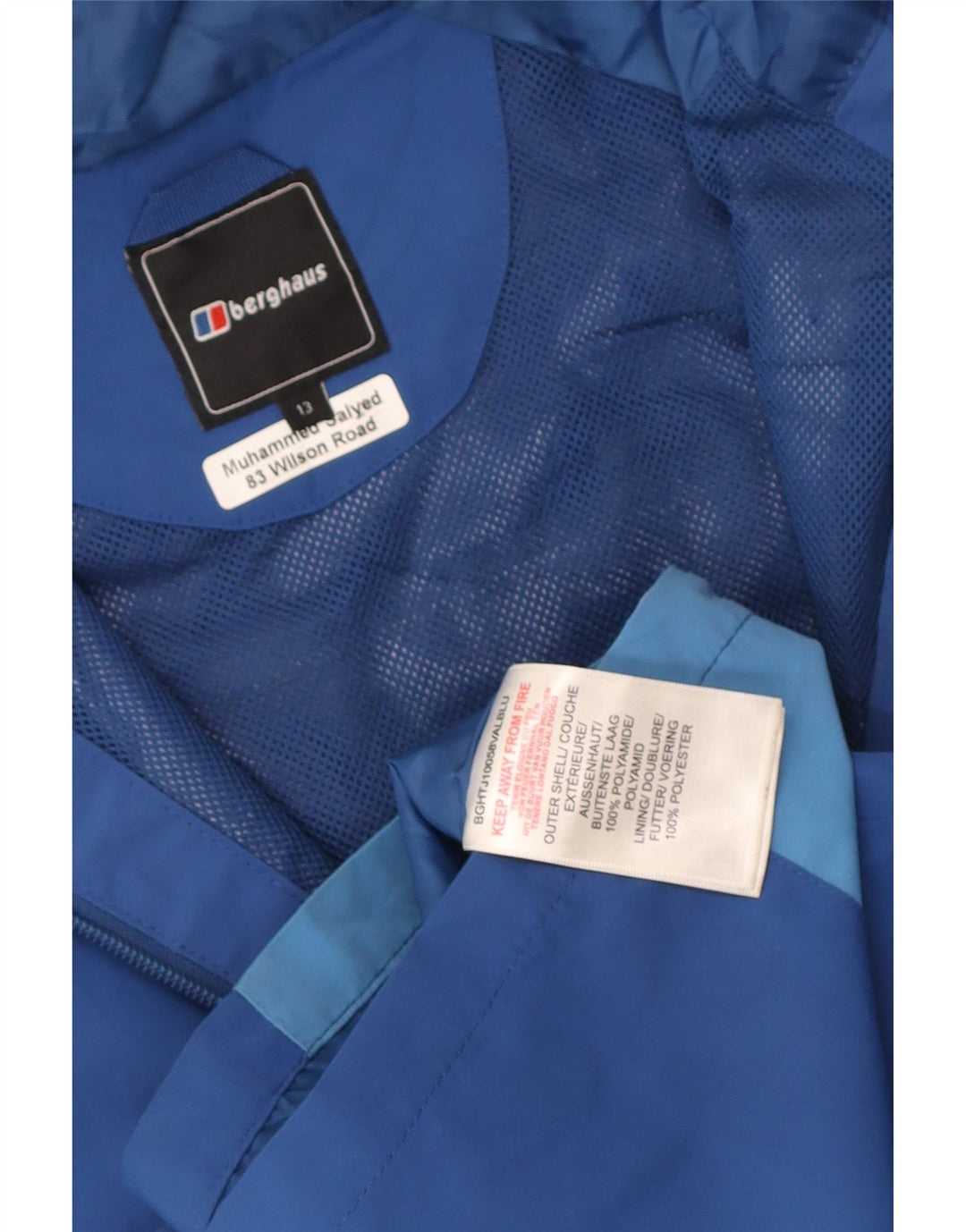Jachetă de ploaie cu glugă pentru băieți Berghaus 12-13 ani, albastru, poliamidă color bloc