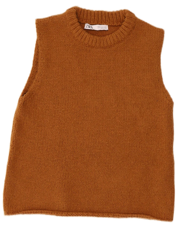 Zara Womens Vest Tank Top UK 12 Maro Mediu Acrilic