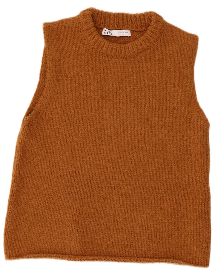 Zara Womens Vest Tank Top UK 12 Maro Mediu Acrilic
