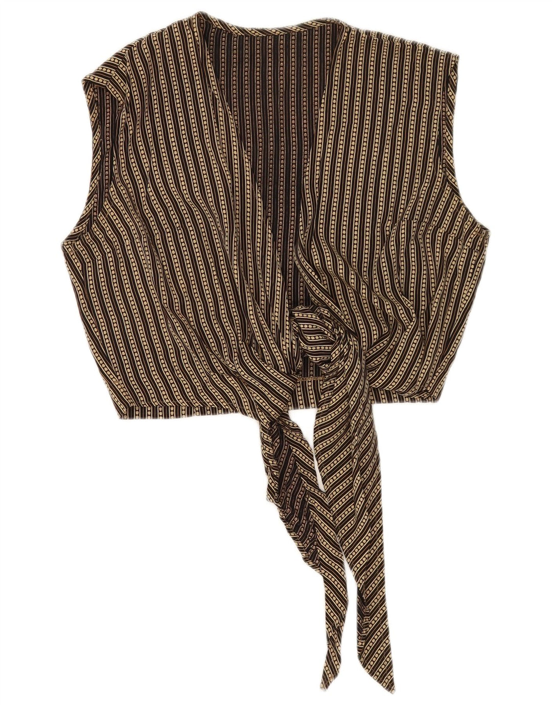 Crop Top fără mâneci Vintage pentru femei IT 42 Medium Bej Viscoză cu dungi
