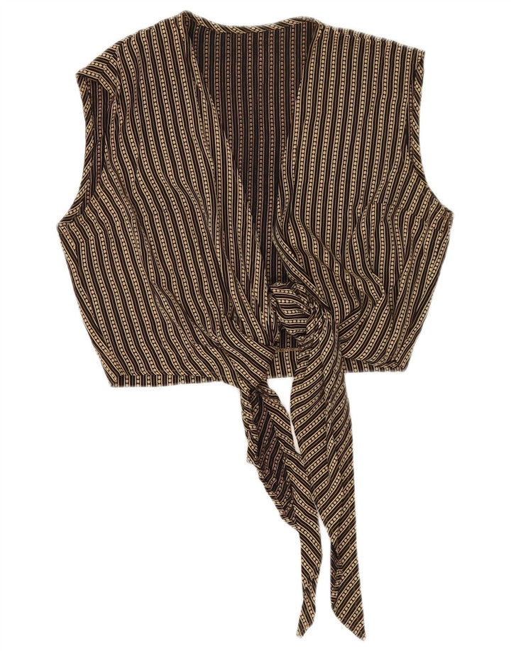 Crop Top fără mâneci Vintage pentru femei IT 42 Medium Bej Viscoză cu dungi