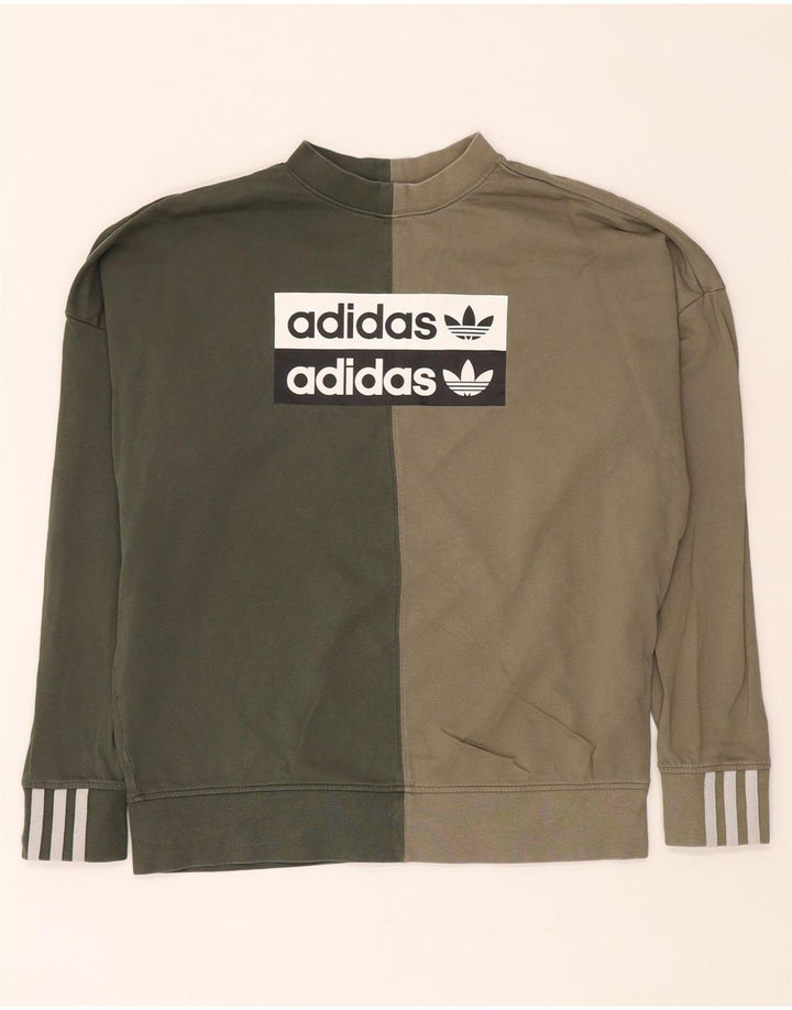 Pulover supradimensionat pentru femei ADIDAS UK 8 Small Khaki Colorblock