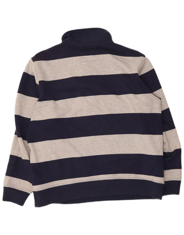 Crew Clothing Hanorac pentru bărbați cu fermoar și gât Pulover 2XL, bumbac cu dungi bleumarin