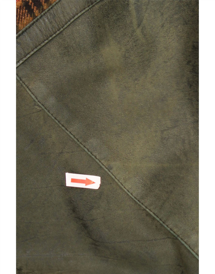 Jachetă de piele vintage pentru bărbați UK 46 3XL Green Check Leather