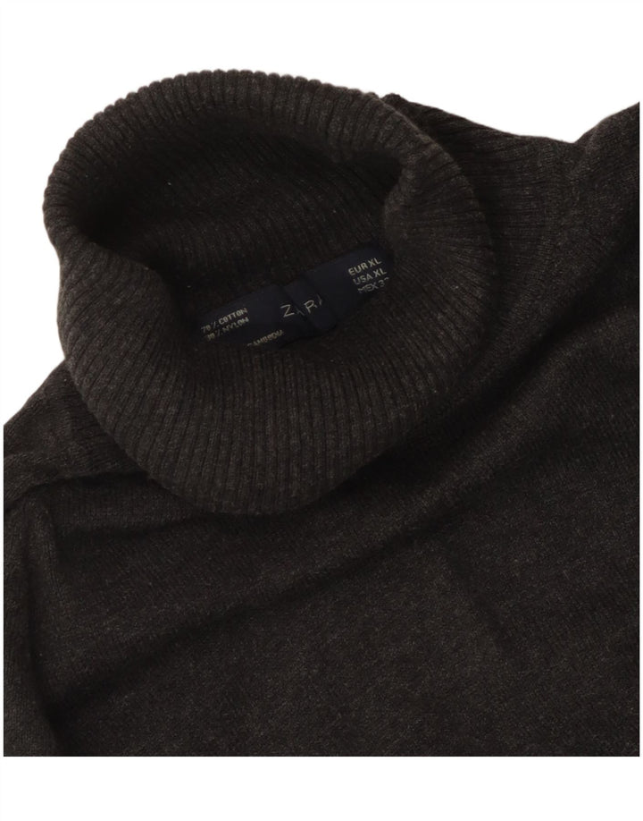 Pulover de damă ZARA cu gât rulat, bumbac gri UK 18 XL