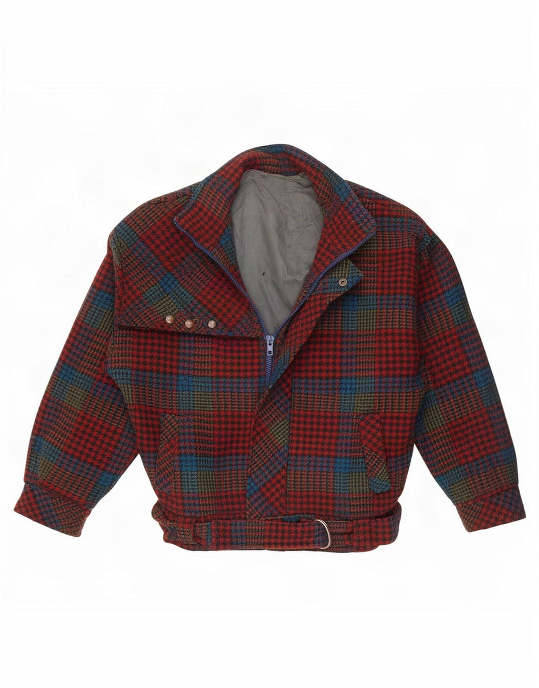 Jachetă Bomber Vintage pentru femei UK 10 Small Red Houndstooth