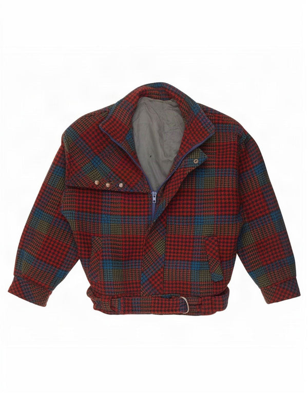 Jachetă Bomber Vintage pentru femei UK 10 Small Red Houndstooth