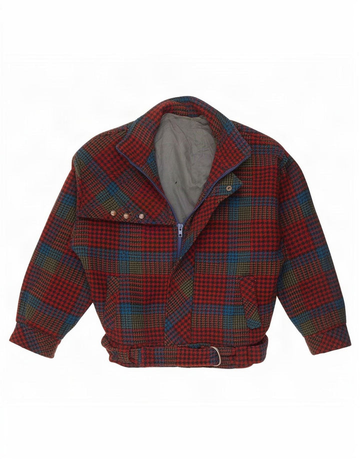 Jachetă Bomber Vintage pentru femei UK 10 Small Red Houndstooth