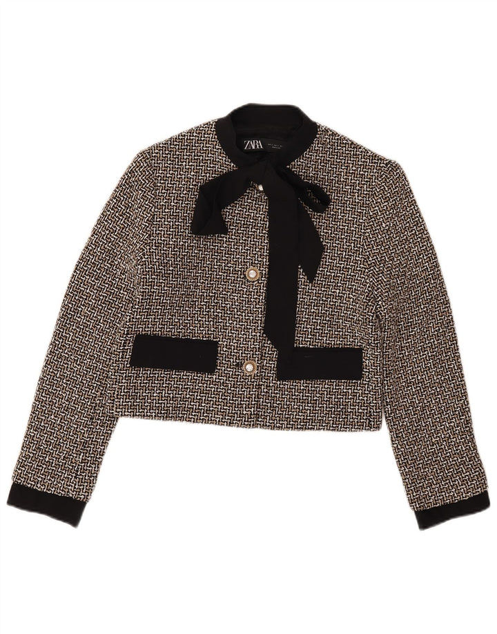 Jachetă Blazer pentru femei Crop cu 3 nasturi Zara UK 10 Mic, multicoloră