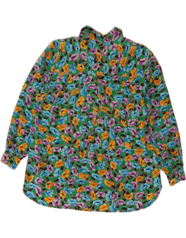 Bluză Cămașă Femei VINTAGE EU 36 Mătase Florală Multicoloră Mică