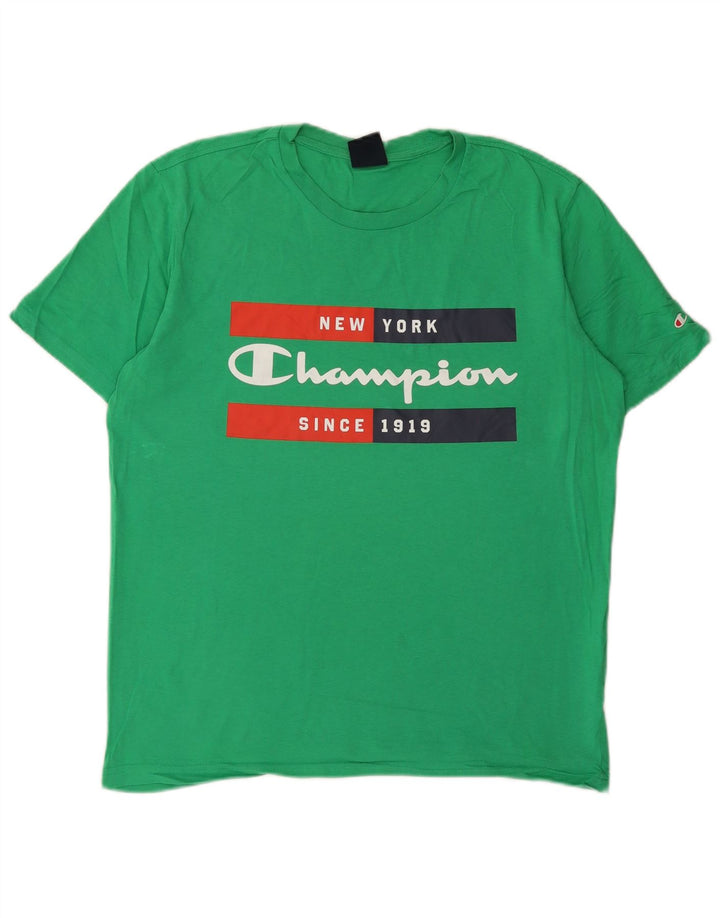 Tricou grafic pentru bărbați Champion Top din bumbac verde mediu