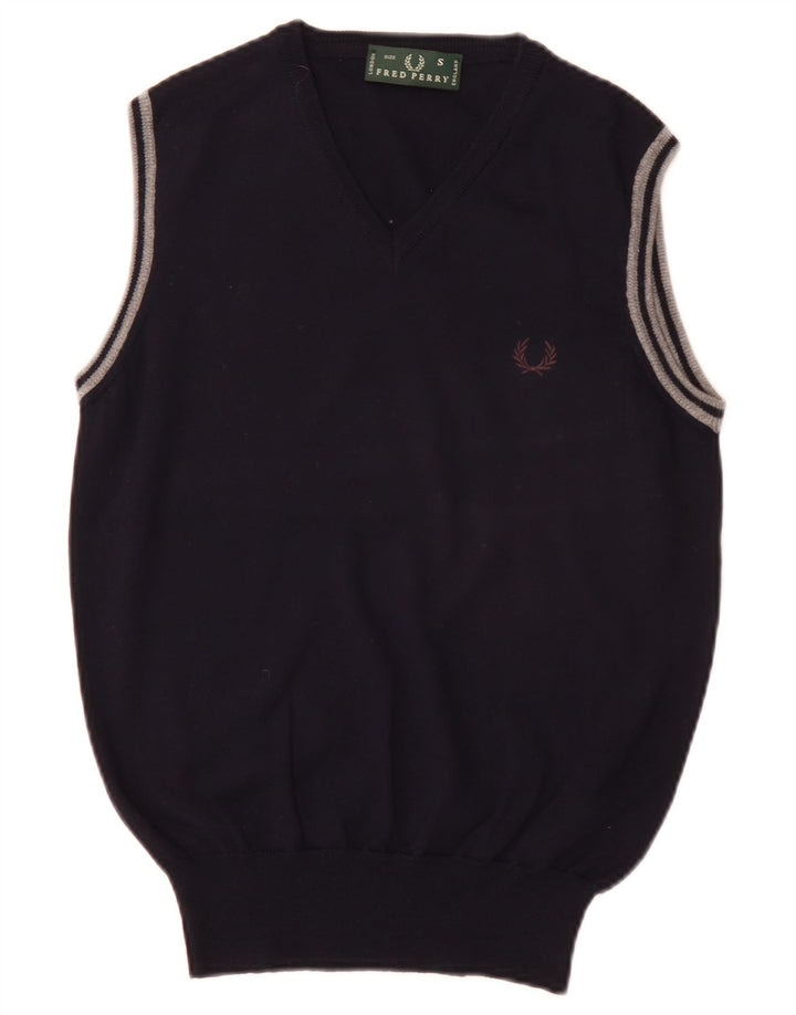 Fred Perry Bărbați Vestă Tank Top Lână Mic Bleumarin