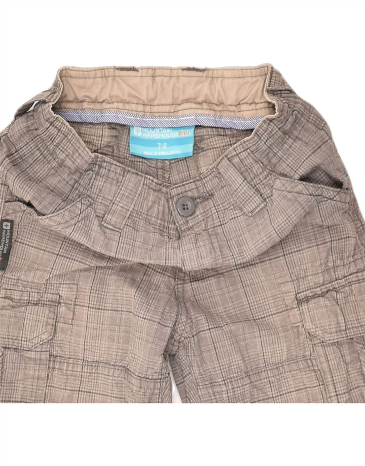 MOUNTAIN WAREHOUSE Pantaloni scurți cargo pentru băieți 7-8 ani W22 bumbac cu carouri gri