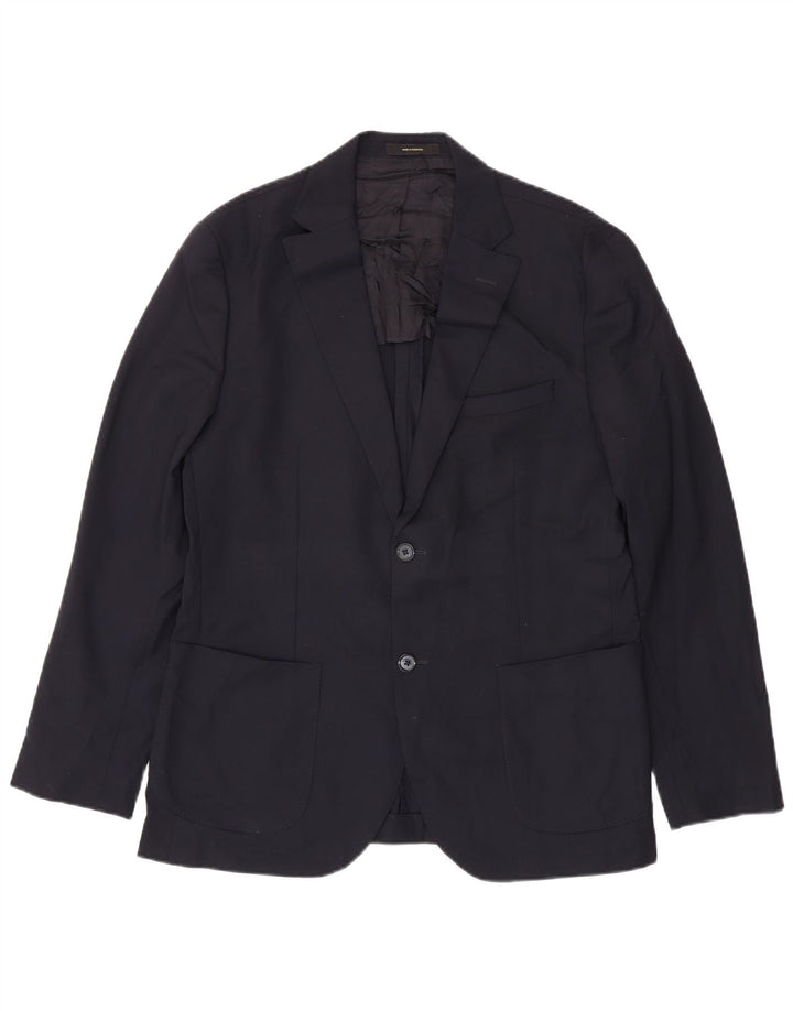 Massimo Dutti Jachetă pentru bărbați cu 2 nasturi UE 52 Lână mare albastru bleumarin