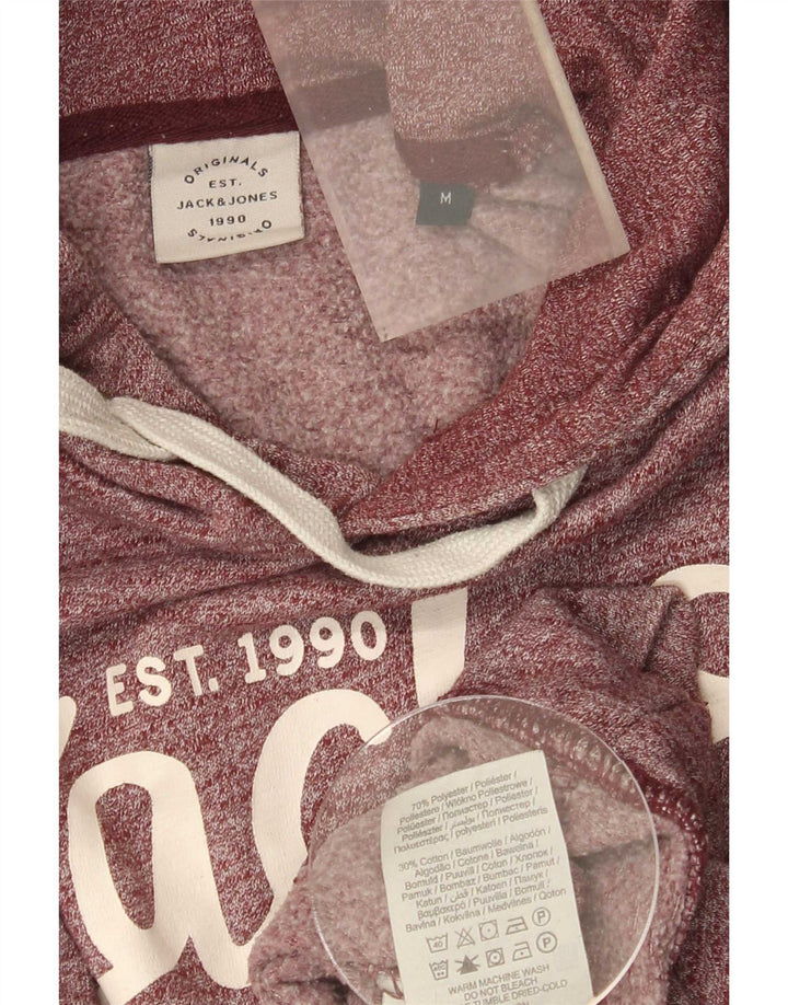 Jack & Jones Pulover cu glugă grafic pentru bărbați, din poliester cu pături burgundy mediu