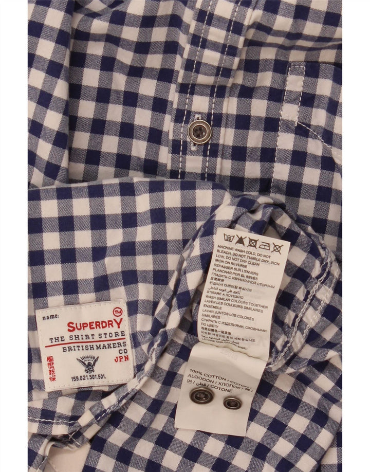 Cămașă pentru bărbați Superdry, albastru mediu, bumbac vichy